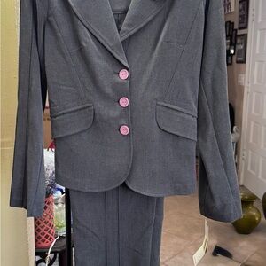Ruby Rox Gray Blazer with Pink Buttons